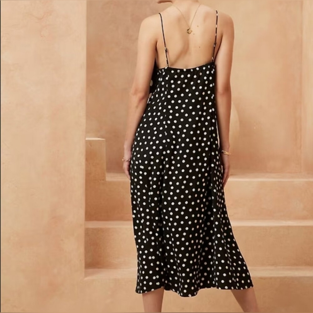 Banana Republic Black and White Polka Dot Midi Dress - Picture 5 of 5
